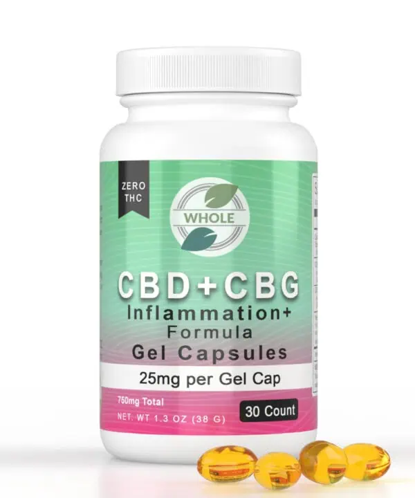 WHOLE 25mg CBD and CBG Gel Capsules 30 Count