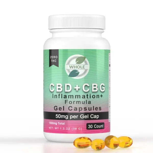 WHOLE 50mg CBD and CBG Gel Capsules 30 Count
