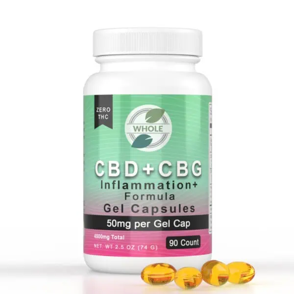 WHOLE 50mg CBD and CBG Gel Capsules 90Count